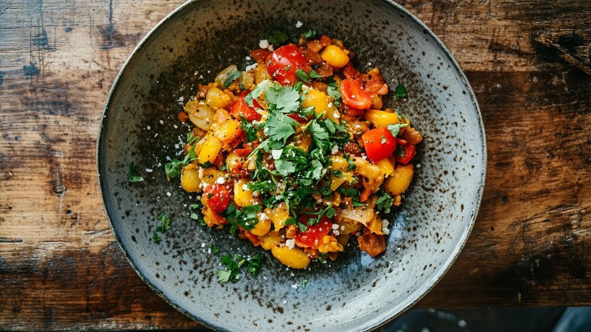 Délicieux curry de lentilles vertes agrémenté de patates douces