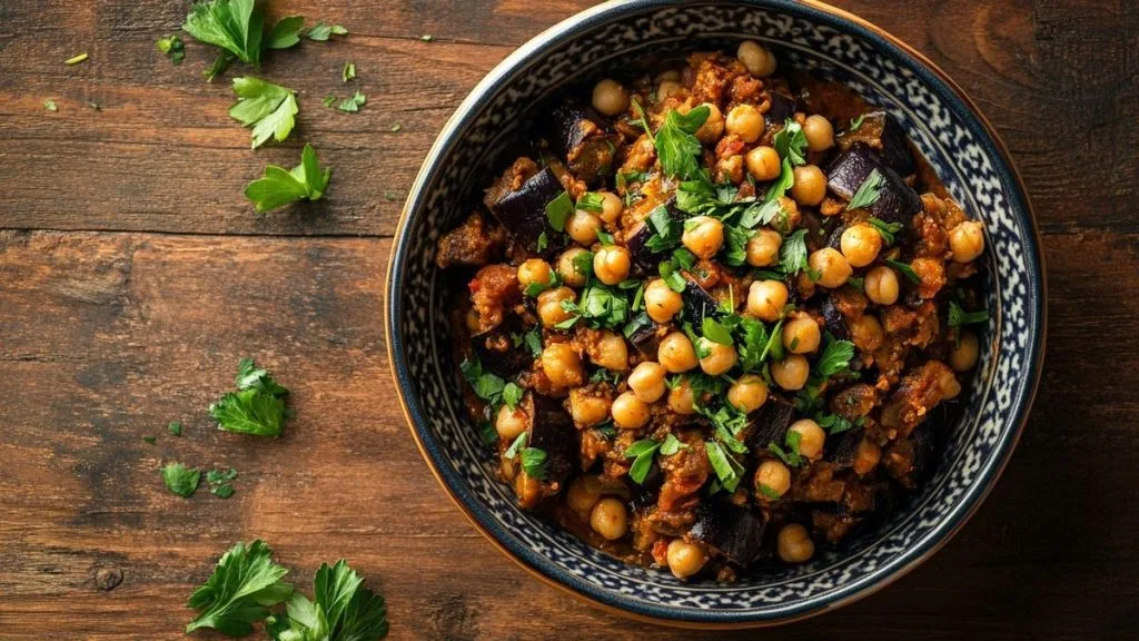 Moussaka libanaise revisitée : Pois chiches et aubergines à l'honneur